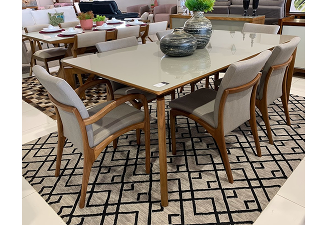 Conjunto Cadeira Itália Estofada Com Mesa Nature